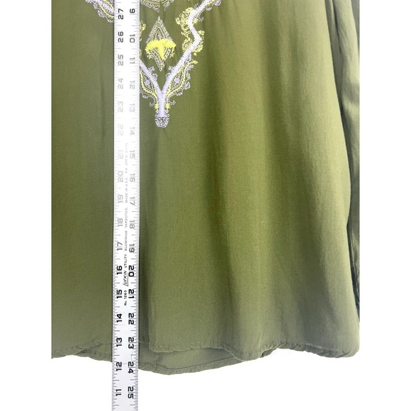 One World Live and Let Live Y2K Size Small Green Boho Fairycore Top - Picture 3 of 9